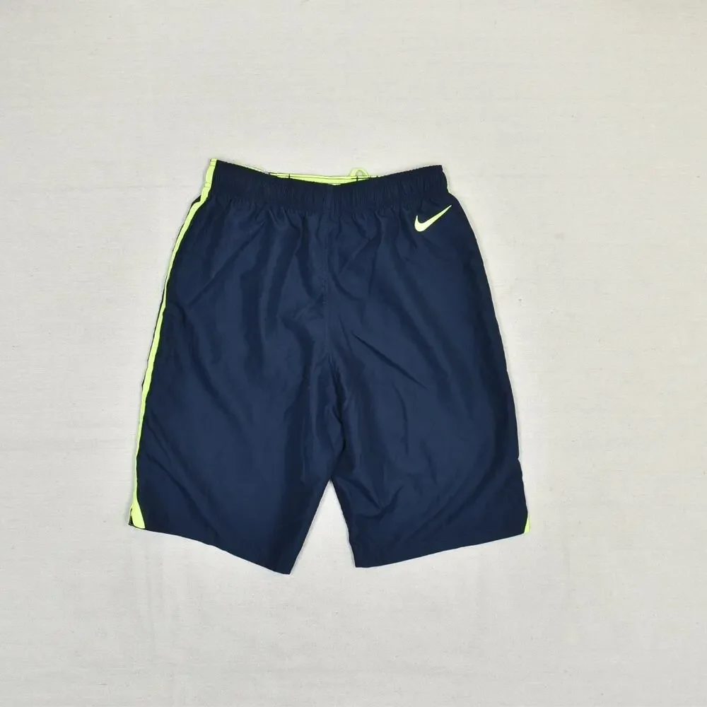 Nike Men's Swim Trunk Sweat Shorts Nylon Blue Size S Swoosh Lined Pockets
